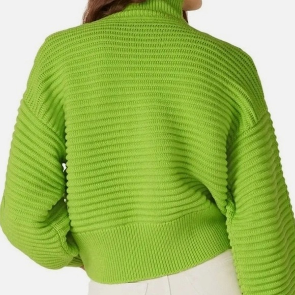 Tanya Taylor Liliana Knit Wool Neon Green Sweater - Picture 3 of 10